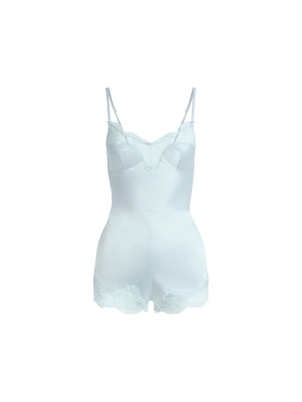 Skims Woven Shine Lace Teddy in Cloud Light Blue